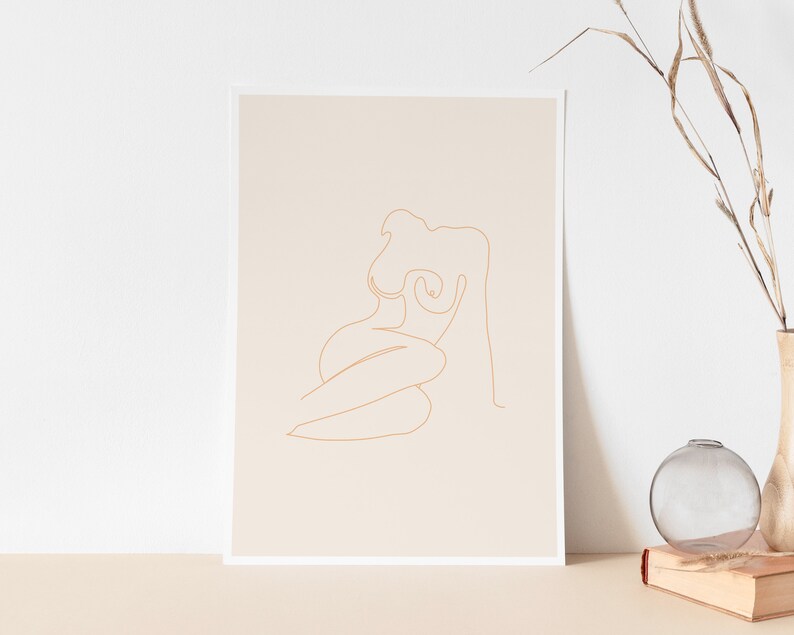 Single Line Nude Art Print | One Line Drawing Of Nude Woman | Body Line Art Poster | Minimal Nude Art | Female Body Continuous Line Drawing image 2