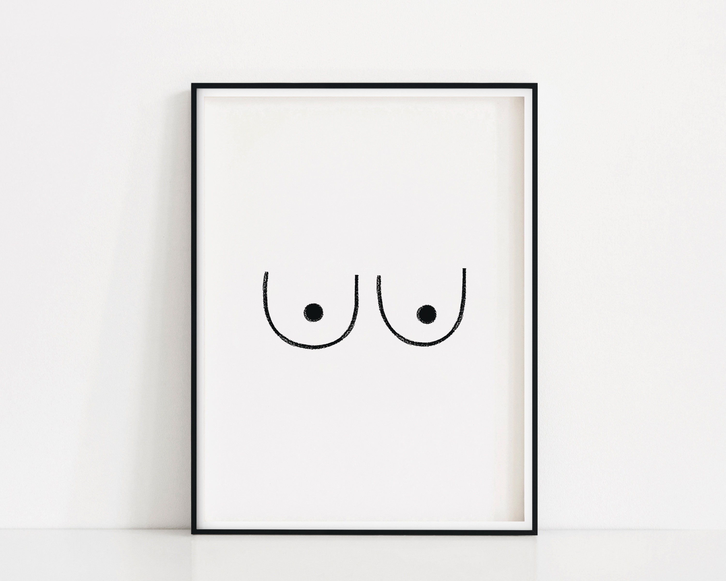 Boob Line Art Print, Minimal Breasts Poster, Line Art Bust, Tits Sketch