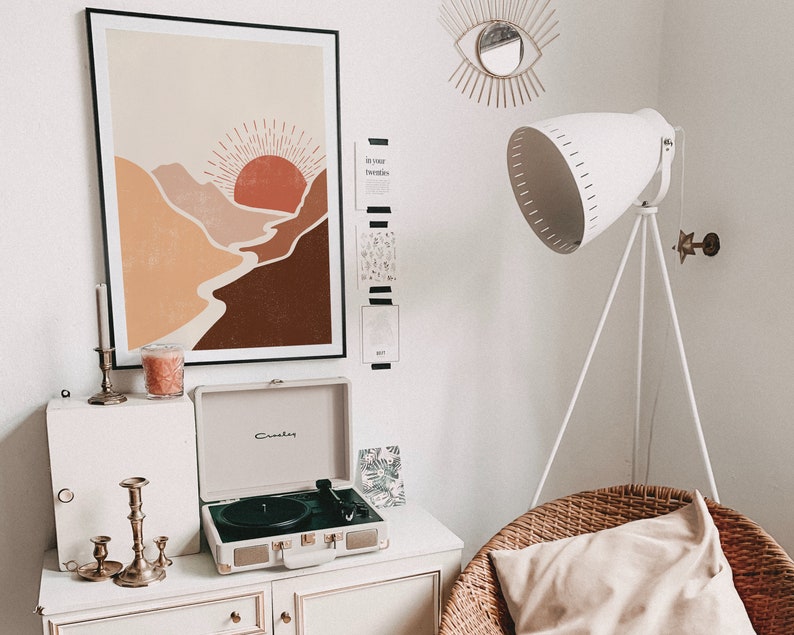 Sun Landscape Art Print Abstract Mountains Poster Terra Etsy Canada