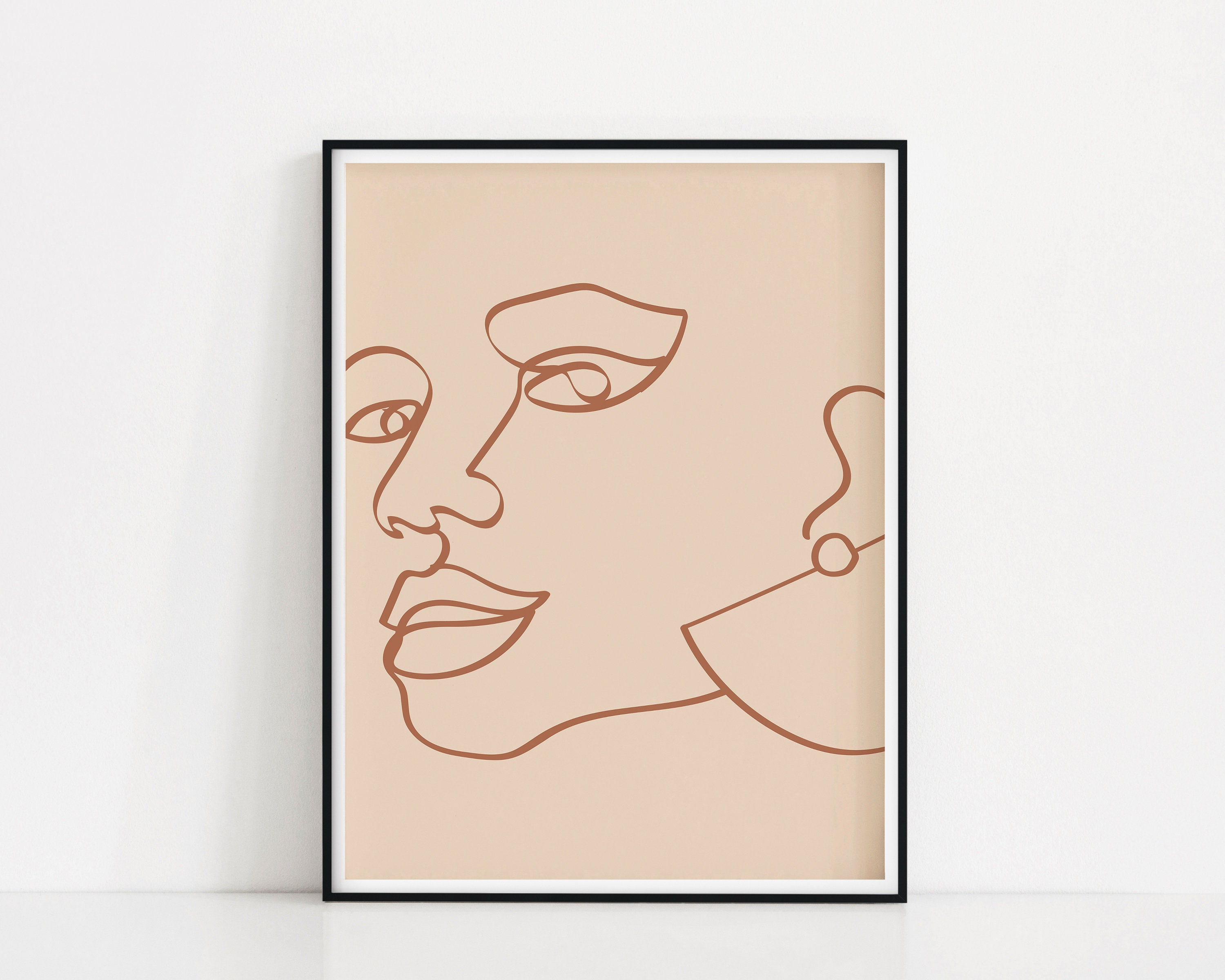 Boho Line Woman Art Print | Line Drawing Face Poster | Woman Face Art ...