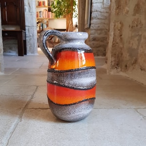 Very beautiful, vintage, West German, Scheurich 484-27 fat lava vase. Marked on its base with &quot;WEST GERMANY 484-27&quot;. Circa 1960&#39;s