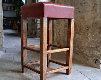 tabouret vintage, français, bois