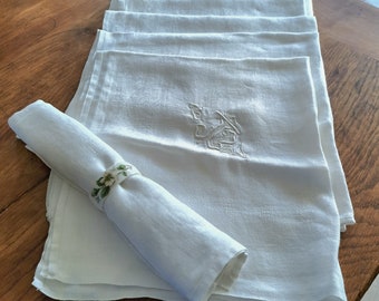 【希少】ベルギー製ヴィンテージ　ダマスク織クロス＆ナプキン 非常に美しく、大きく、高品質で、ヴィンテージのフランス製ダマスク