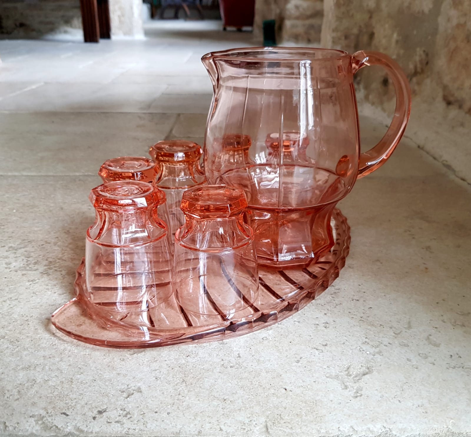 Italian Glass Jug With Fruits Set / Alfresco Dining, Garden Summer Party  Drinks / COVETRO Italy 70s Glass Water Carafe, Lemonade Pitcher Set 