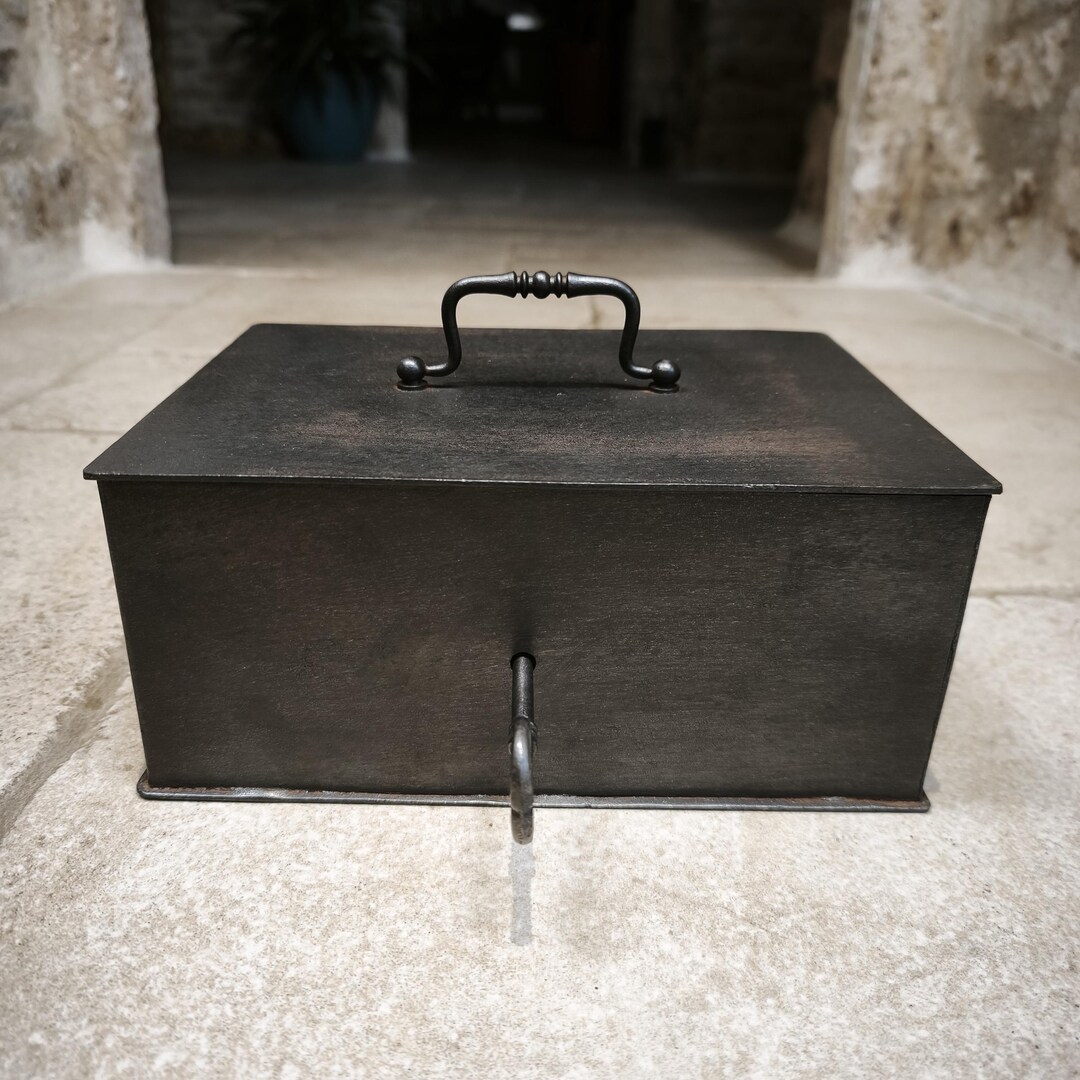 Very Solid, Heavy, Small, Antique, French, Metal Cash Box With Original ...