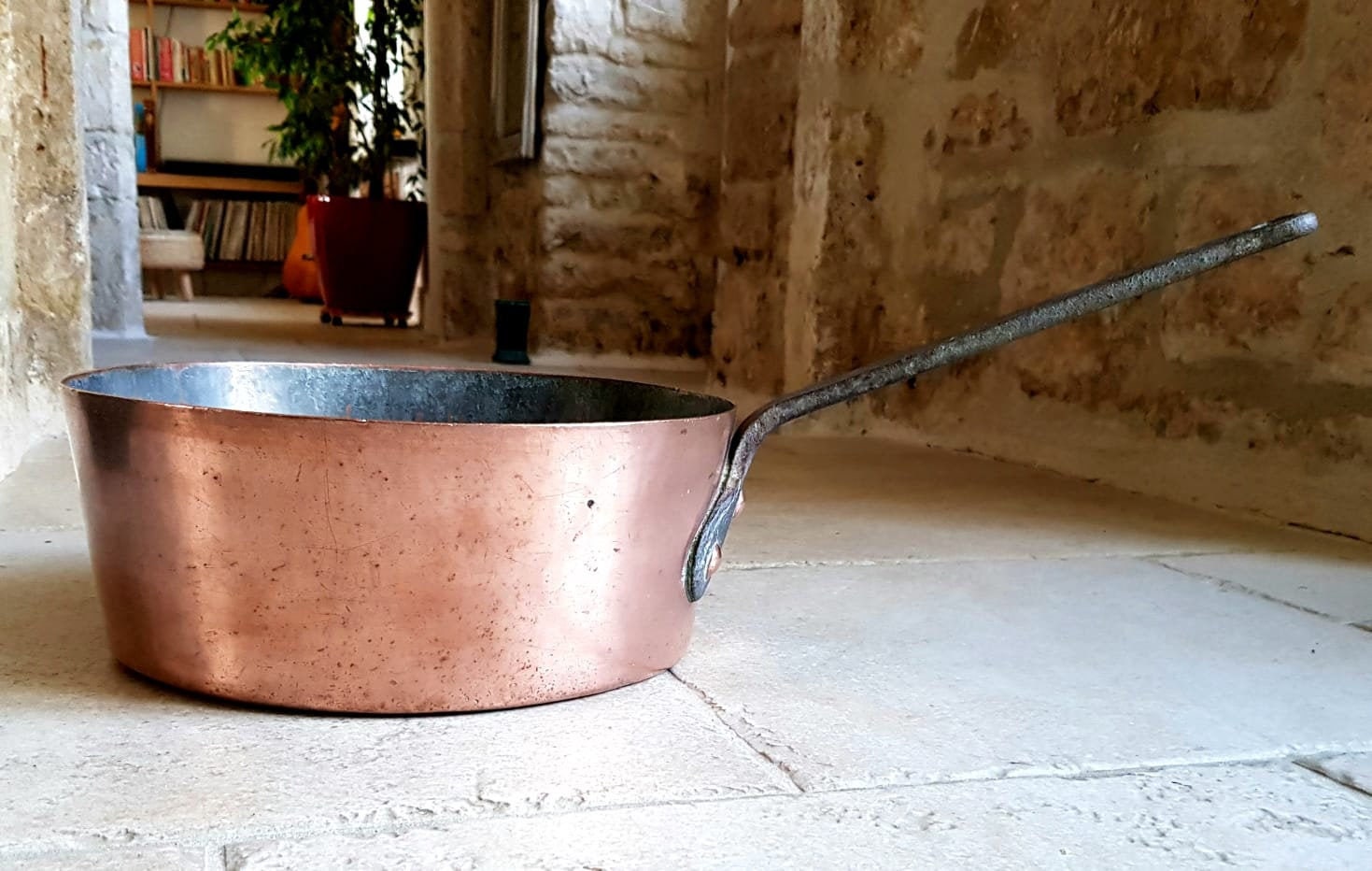 Très Grand 2.3mm Qualité Professionnelle Poids Lourd Vintage Français Casserole en Cuivre