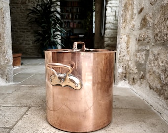 Gorgeous, large, 28cm, professional quality, antique, French, 2mm copper Stockpot / Faitout. Circa early 1900's