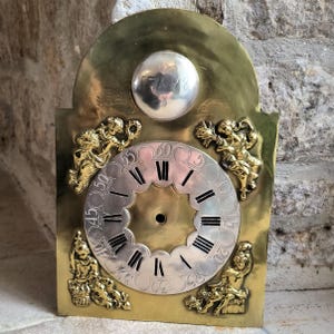 Beautiful, vintage, French, brass, long case, clock face. Circa 1950&#39;s / 60&#39;s