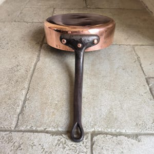 Gorgeous, rare, large, professional quality, vintage, French, 28cm hand hammered, 3.4mm copper, sauté pan. Circa 1940&#39;s / 50&#39;s