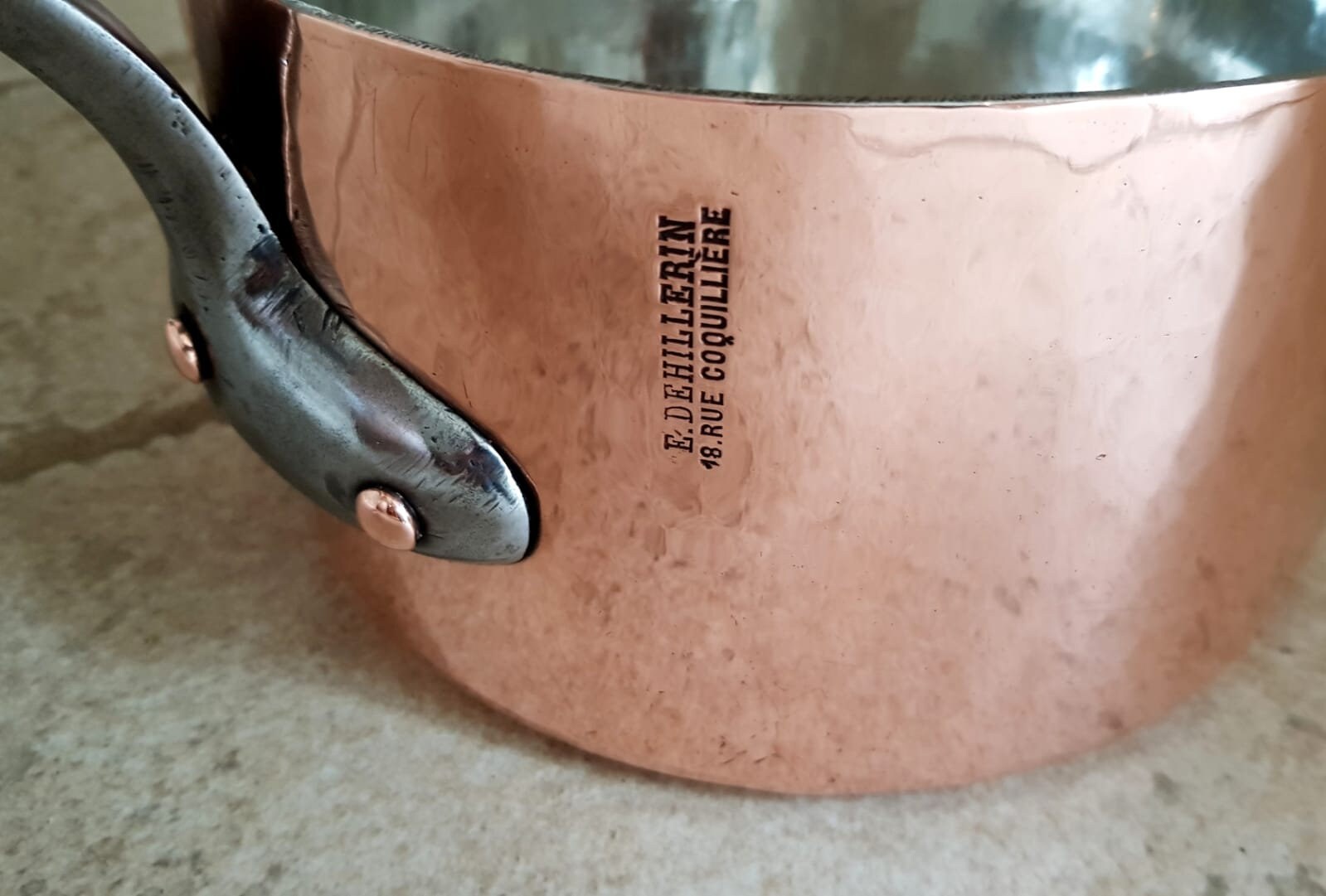 Très Belle, de Haute Qualité, Antique, Français, Casserole en Cuivre 2, 3 mm, Fabriquée Par E. Dehil