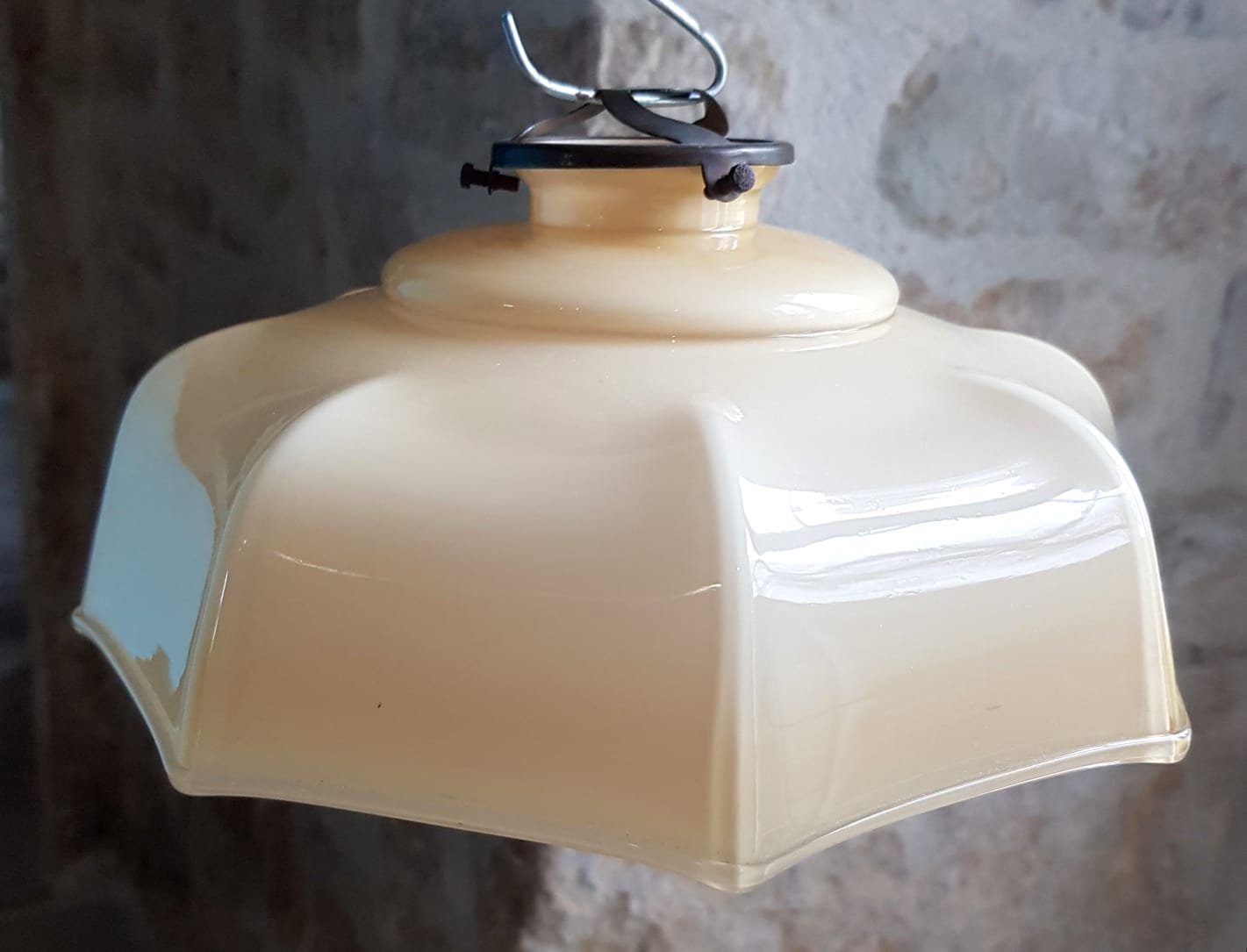 Vintage Français Opaline Suspension Abat-Jour