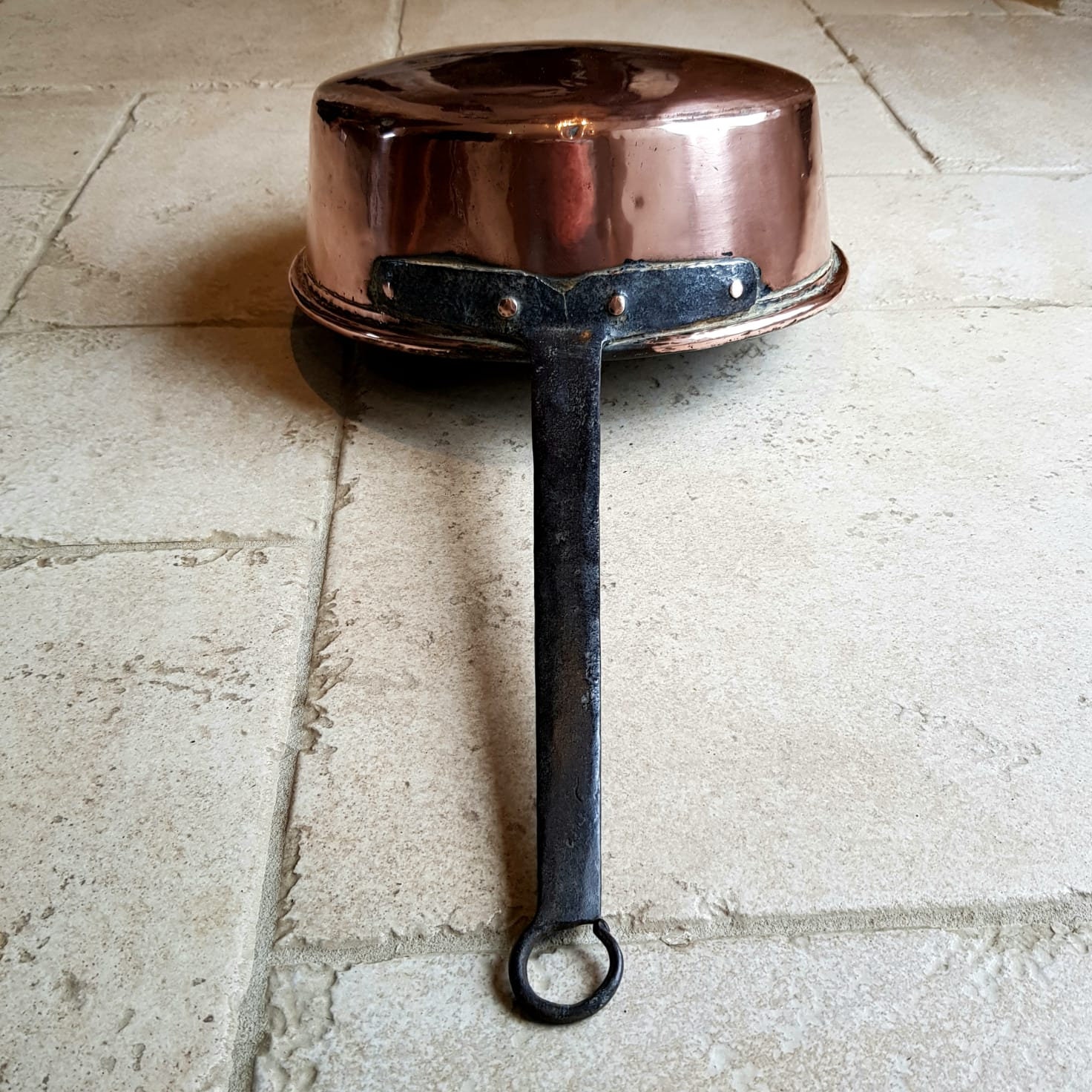 Superbe, Grand, Antique, Français, Roll-Top, Conserve, Casserole en Cuivre