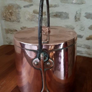Absolutely stunning, large, antique, French, copper stock pot / cauldron with lid. Circa 1800's