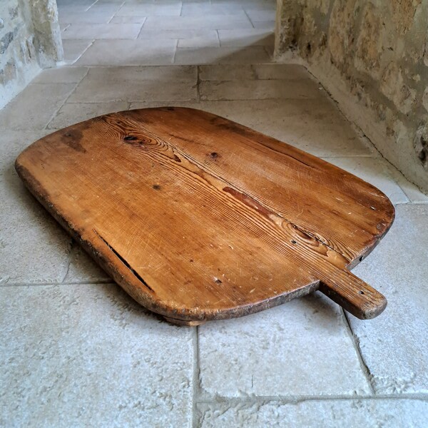 Utterly gorgeous, large, antique, French Paysanne, scratch built, handmade, wooden cutting and chopping board. Circa late 1800 / early 1900