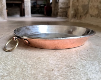 Very beautiful, professional quality, 27cm, vintage, French, copper, rolled top pie dish. Circa 1940's / 50's