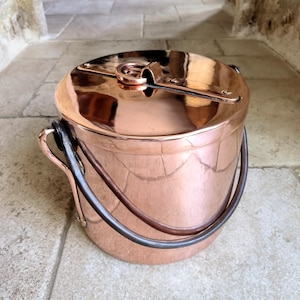 Gorgeous, large, antique, French, copper stock pot / cauldron with lid. Circa 1800's