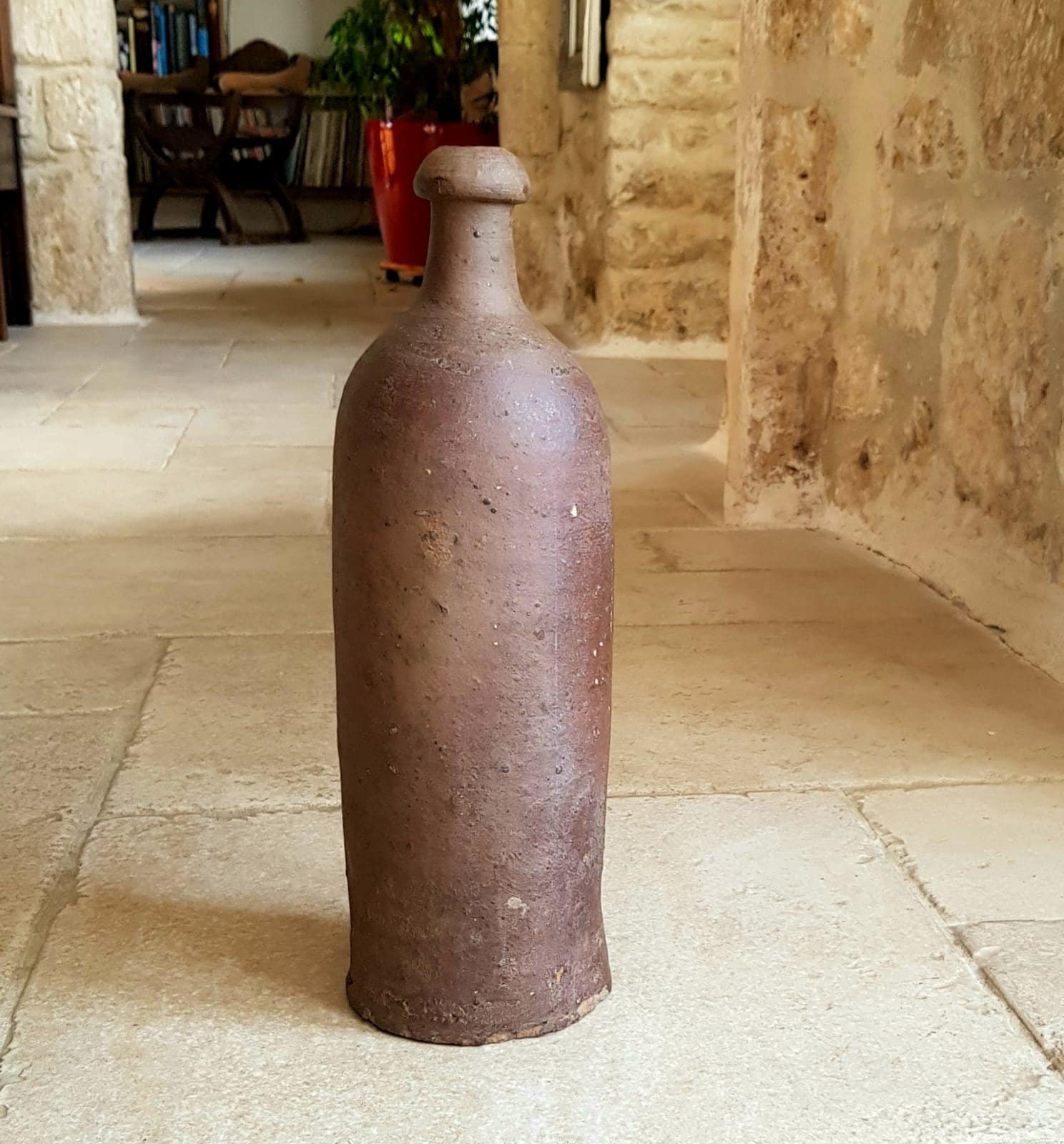 Grand, Antique, Français, Fait à La Main, Bouteille de Cidre en Argile, Grès, Ferme Rustique, Poteri