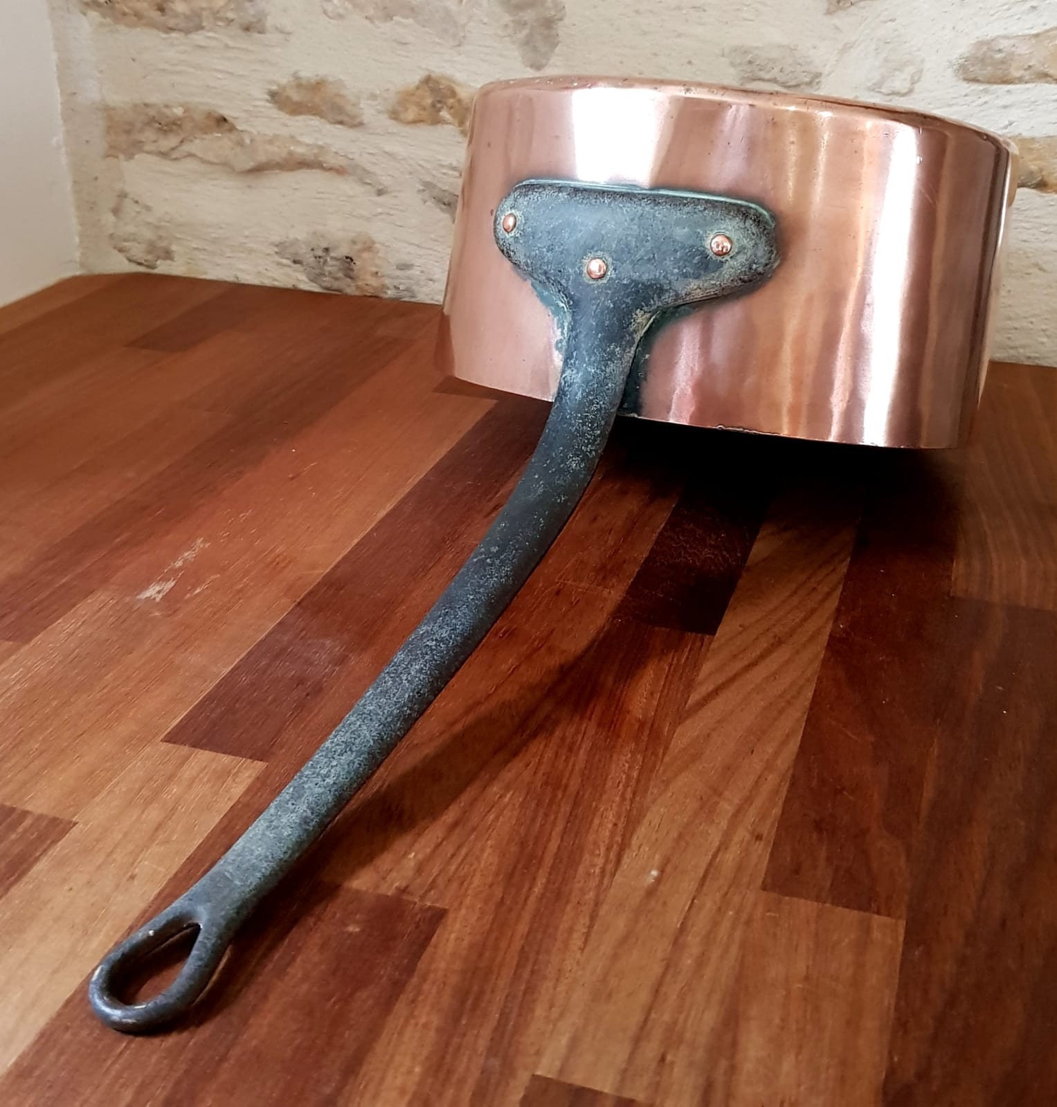 Belle, Très Grande, Français Vintage, Casserole en Cuivre