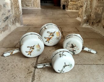 フランスアンティーク ALUMINITE FRUGIER 蒸発皿 5個 片口 Large Aluminite Frugier Limoges Porcelain Pot – Rare Paris Version