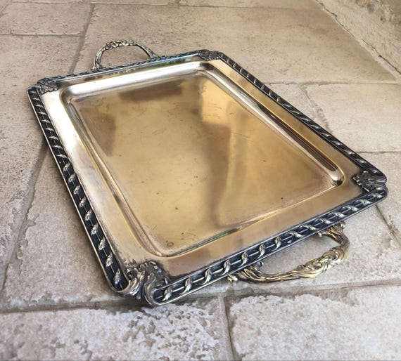 Utterly stunning, antique, French, Louis XVI style, hallmarked, silver plated, solid bronze serving tray. Circa late 1800's / early 1900's