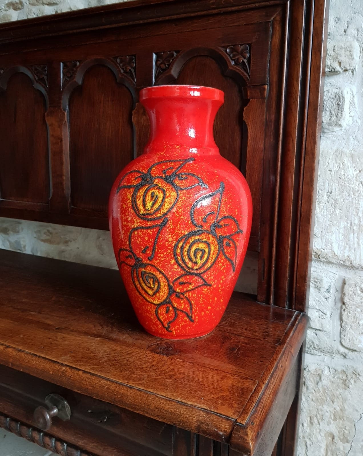 Magnifique, Grand, Vintage, Ouest-Allemand, Bay Keramik, Lave-Wear, Vase