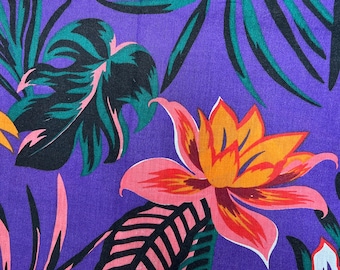 Vintage Tropical Floral Fabric - 2 yards