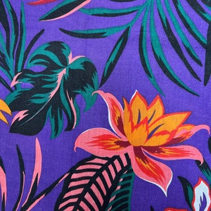 Vintage Tropical Floral Fabric - 2 yards