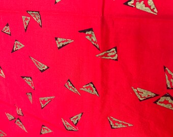 Vintage 80er Geometrischer Bedruckter Stoff