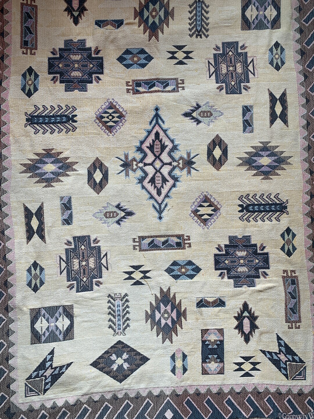 Vintage Goodwin Weavers Cotton Jacquard Tapestry Blanket Etsy