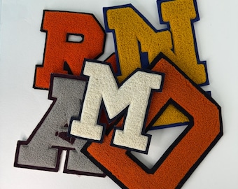 Vintage Chenille Varsity Letter Patch – Individual Letterman Jacket Patch – Choose Letter & Color – School Athletic Patch