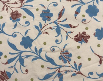 White floral cotton quilting fabric by the yardage