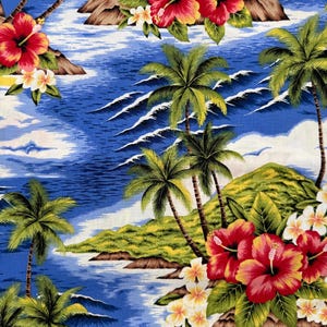 Hawaiian tropical printed fabric by the yard new