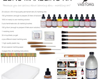 Artists Professional Marbling Kit, 20 inks x 55 ml, Ebru Kit, Artist Quality