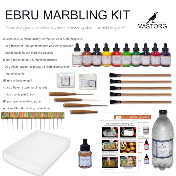 Artists Professional Marbling Kit, 20 inks x 55 ml, Ebru Kit, Artist Quality