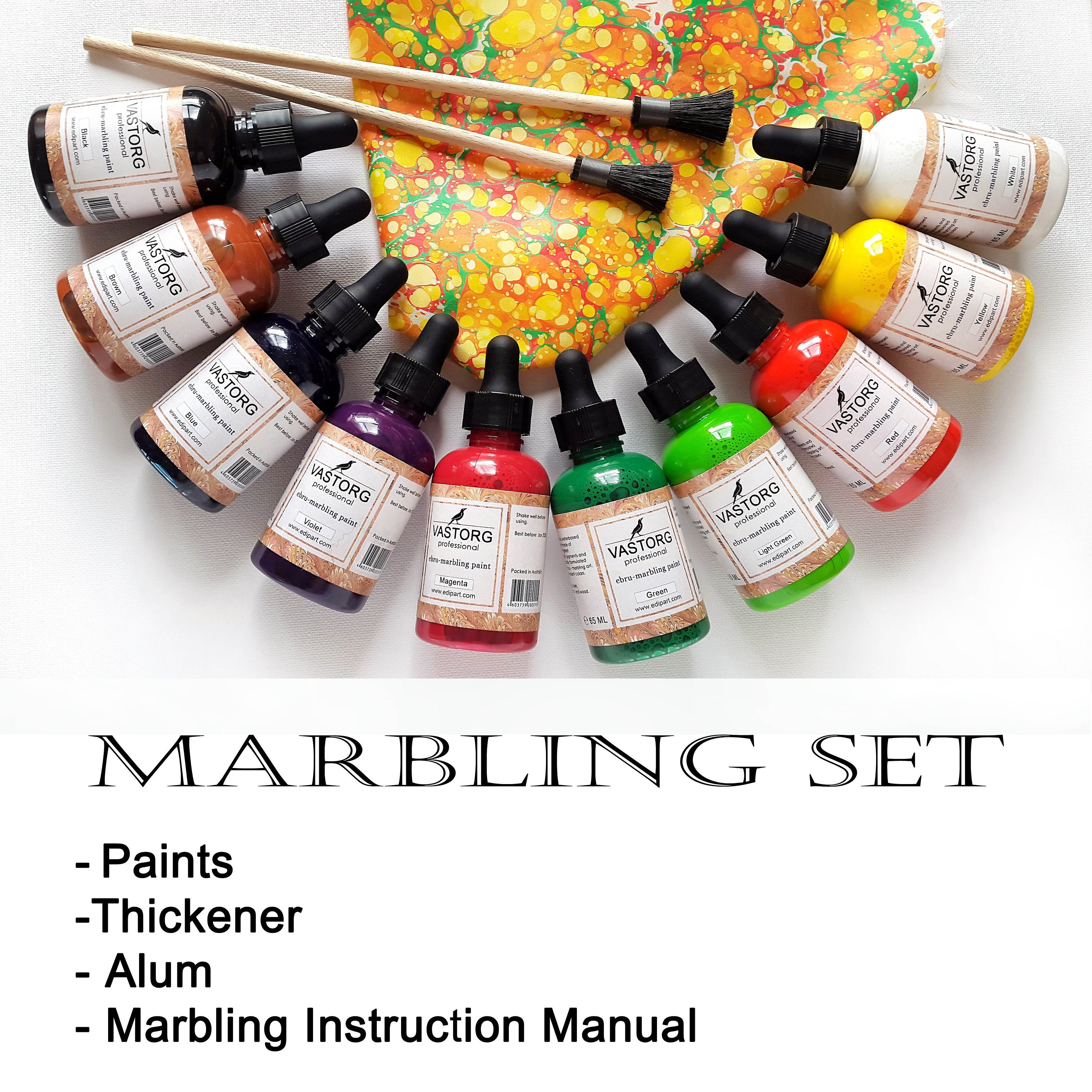 Ebru Marbling Art Set - Kit 9 colors