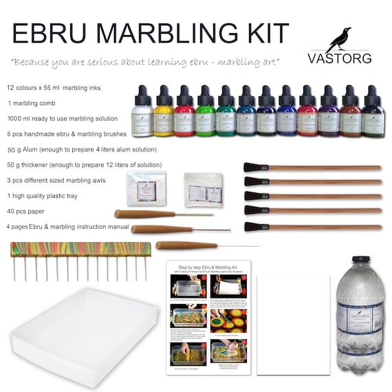 Full Professional Marbling Kit, 12 inks, Ebru Kit, Artist Quality.