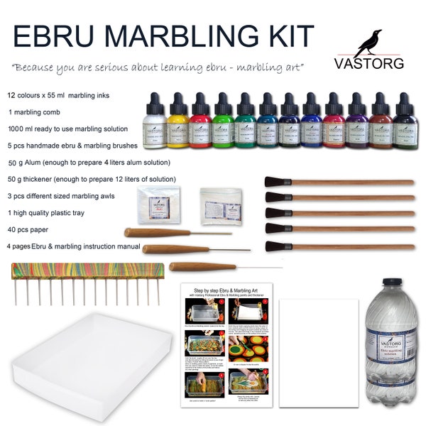 Full Professional Marbling Kit, 12 colours, Ebru Kit, Artist Quality.