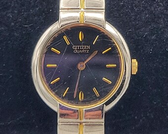 Citizen Eco Drive Silver Gold Tone Vintage Y2k Womens Watch