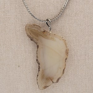 ヴィンテージ シルバー トーン ヘリンボーン チェーン ネックレス 天然瑪瑙 スラブ ペンダント コスチューム ジュエリー レトロ ステートメント レディース アクセサリー ポリッシュ