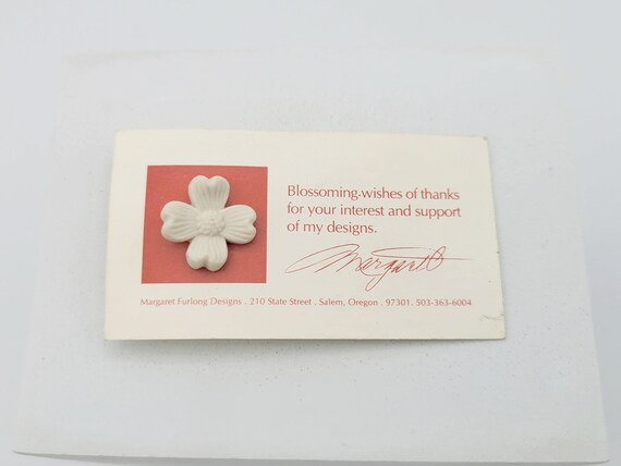 Vintage Margaret Furlong Dogwood Flower Lapel Pin Brooch Costume Jewelry Retro Statement Women Accessories Thank You Gift Porcelain Bisque