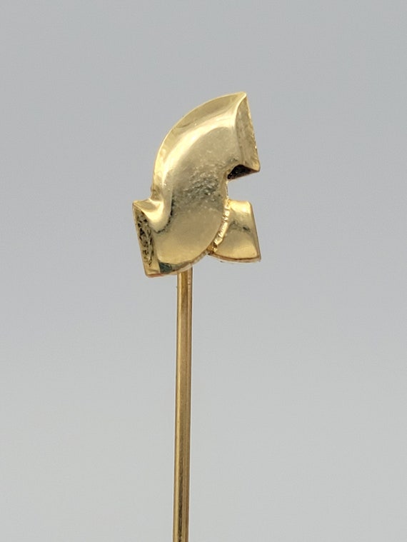Vintage Gold Tone S Shaped Design Stick Pin Costume Jewelry Retro Statement Women Straight Hat Brooch Curved 1980s Abstract