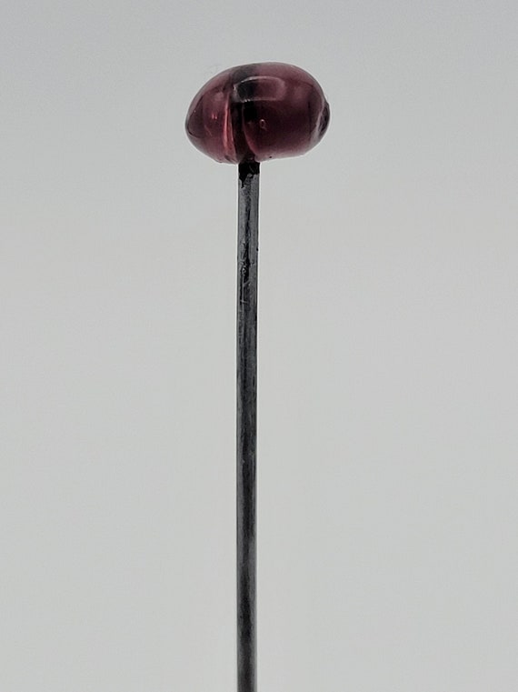 Vintage Silver Tone & Faux Amethyst Beaded 3" Hat Pin Costume Jewelry Retro Statement Women Millinery Hatter Stick Pin Purple Translucent