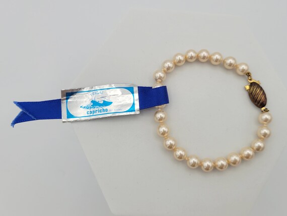 Vintage NEW Perla Capricho por Antonio Made in Spain Faux Pearl Bracelet Costume Jewelry Retro Statement Women Accent Small Elegant Single