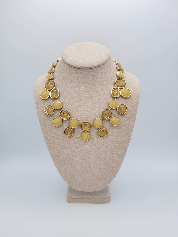 Vintage Banana Republic Gold Tone & Yellow Stone … - image 2