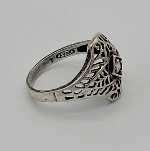 Vintage Avon .925 Sterling Silver Openwork Filigree Statement Ring