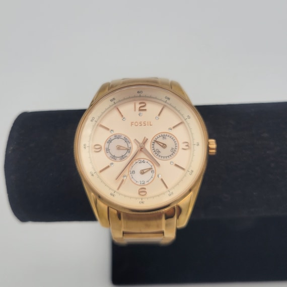 Fossil BQ1073 251408 Rose Gold Tone & Crystal Ladies Watch Costume Jewelry Retro Women Accessories Statement 40 mm 5 ATM Water Resistant