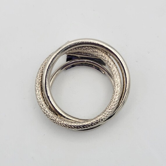 Vintage Western Germany Silver Tone Openwork Circular Scarf Clip Costume Jewelry Retro Women Statement 1 1/4" Circle Round Geometric Chrome