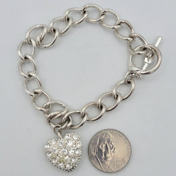 Vintage Jones New York Silver Tone Curb Chain Bracelet With