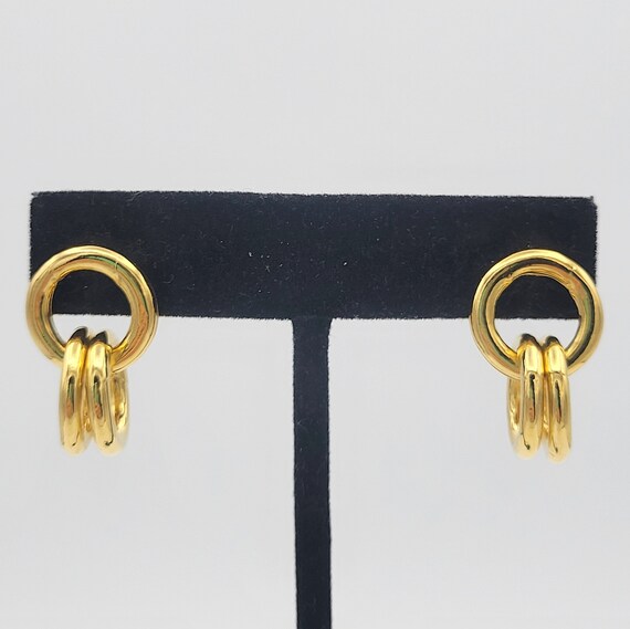 2 Pair of Vintage Gold Tone Earrings Costume Jewe… - image 3