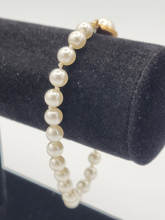 Vintage Faux Pearl Beaded Bracelet with Gold Tone… - image 3